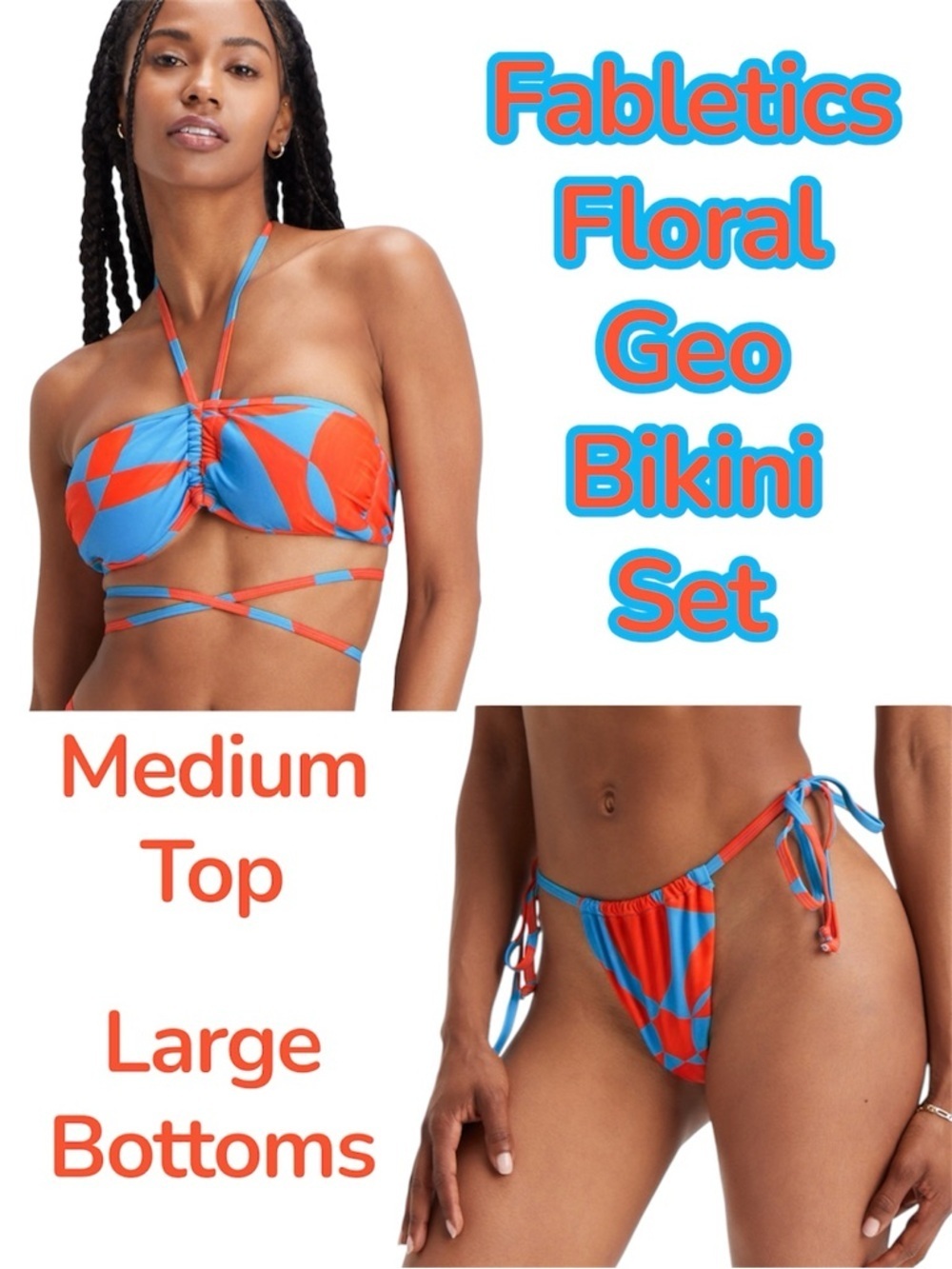 🆕 Fabletics Floral Geo Bikini Set M/L
